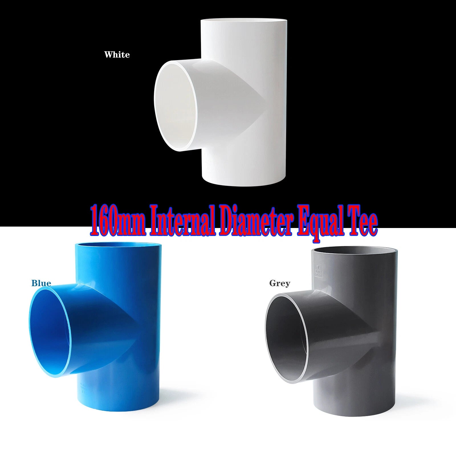 PVC Pipe Fittings Tee Socket ID 16mm - 200mm T Type Solvent Weld 3-Way