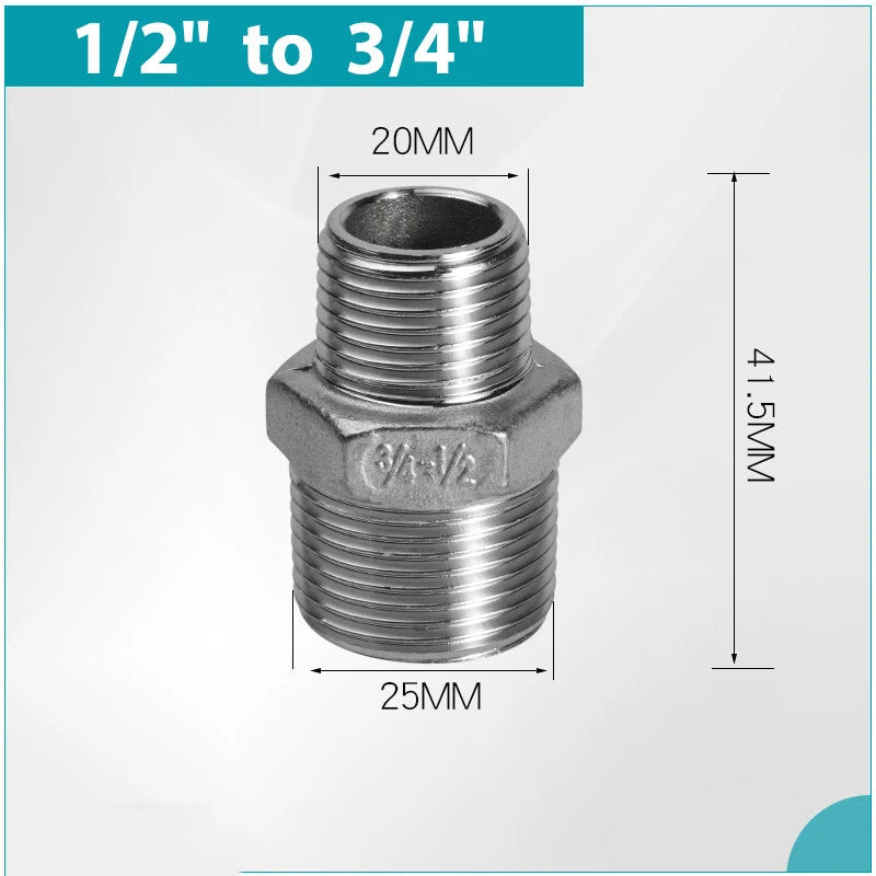 A2 Stainless Steel BSP Male to Male Hex Nipple Pipe Fittings