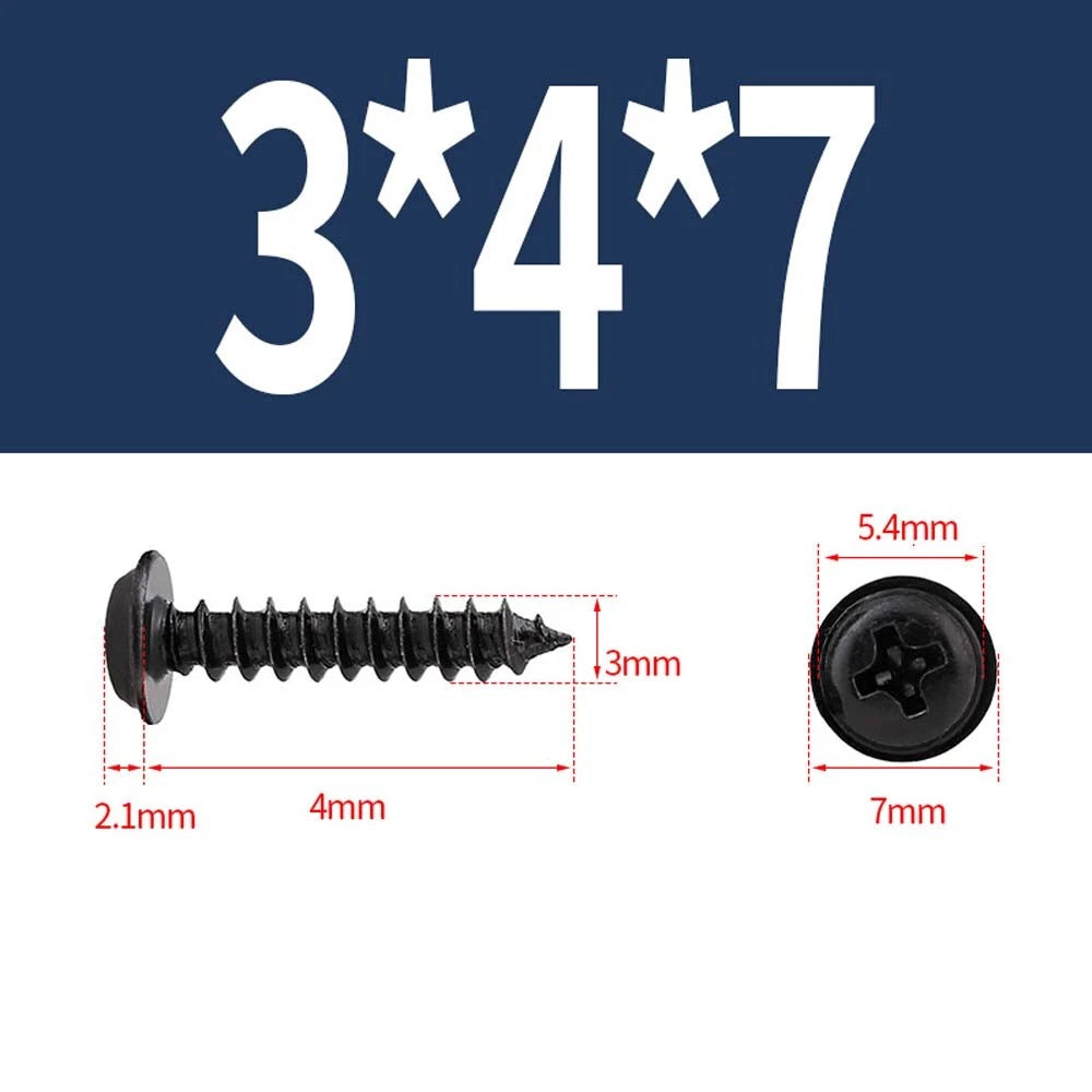 Black Phillips Flanged Head Self Tapping Screws – M1.2–M5 Carbon Steel