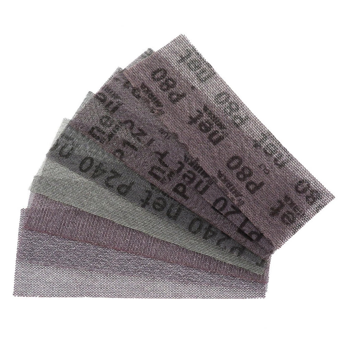 70x198mm Mesh Sanding Sheets — P80 to P1000 Grit Hook & Loop Sandpaper for Detail Sanders