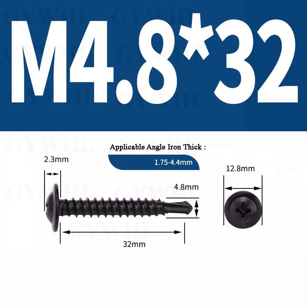 Black Self Drilling Wafer Head Screws Steel Self Tapping Screws for Metal Sheets