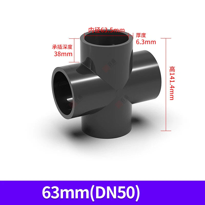 PVC UPVC 4-Way Water Supply Pipe Fittings Adapter Connector Joint ID 20mm-110mm