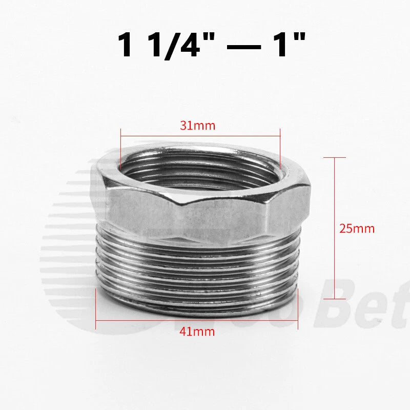 Stainless Steel BSP Reducing Bushing — Male to Female Thread Pipe Fitting (1/4" to 2")