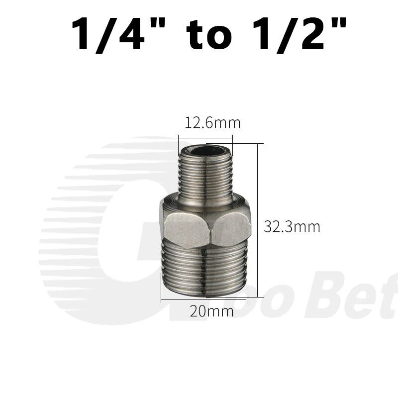 Stainless Steel Hex Nipple BSP Pipe Fitting — Male Thread Adapter 1/4" to 1-1/4"