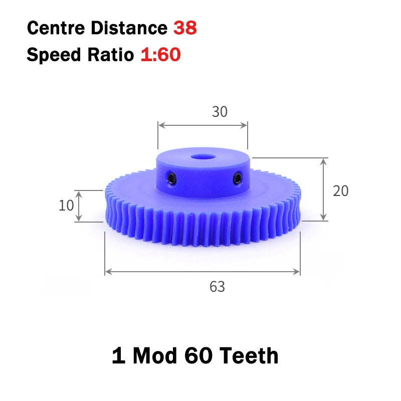 1 Module Nylon Precision Worm Gears 15 - 80 Teeth Worm Gear Wheel & Worm Shaft