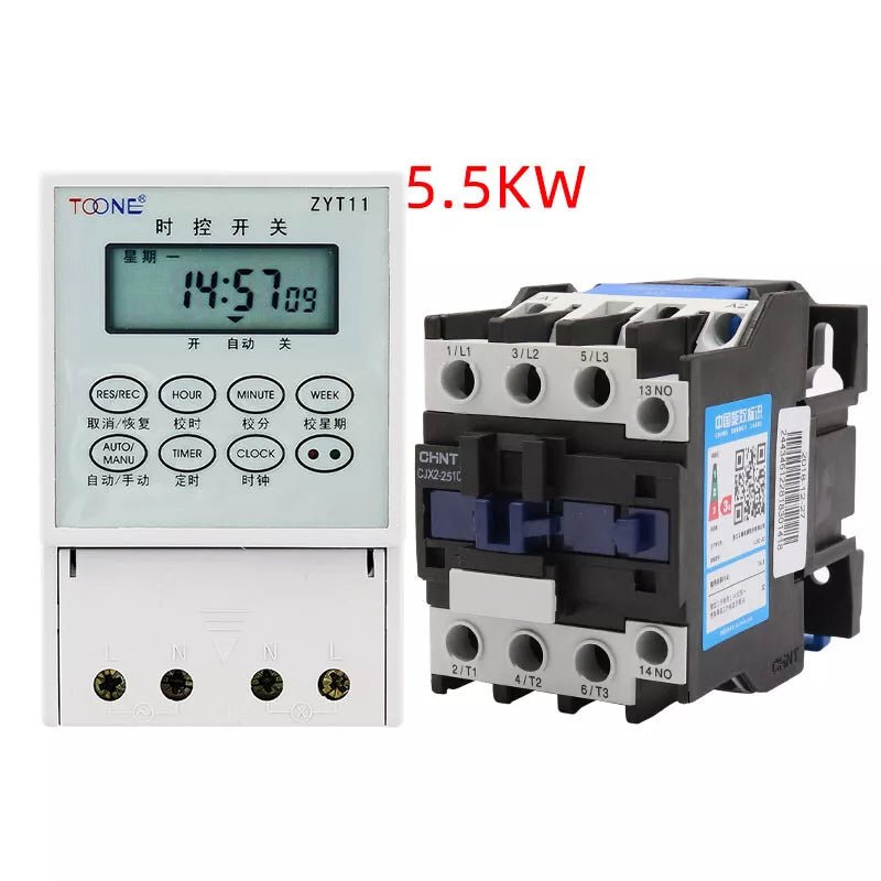 Time Switch AC 220V Timer + Contactors 2.2KW - 25KW for Street lights Billboards - HomeDIYer