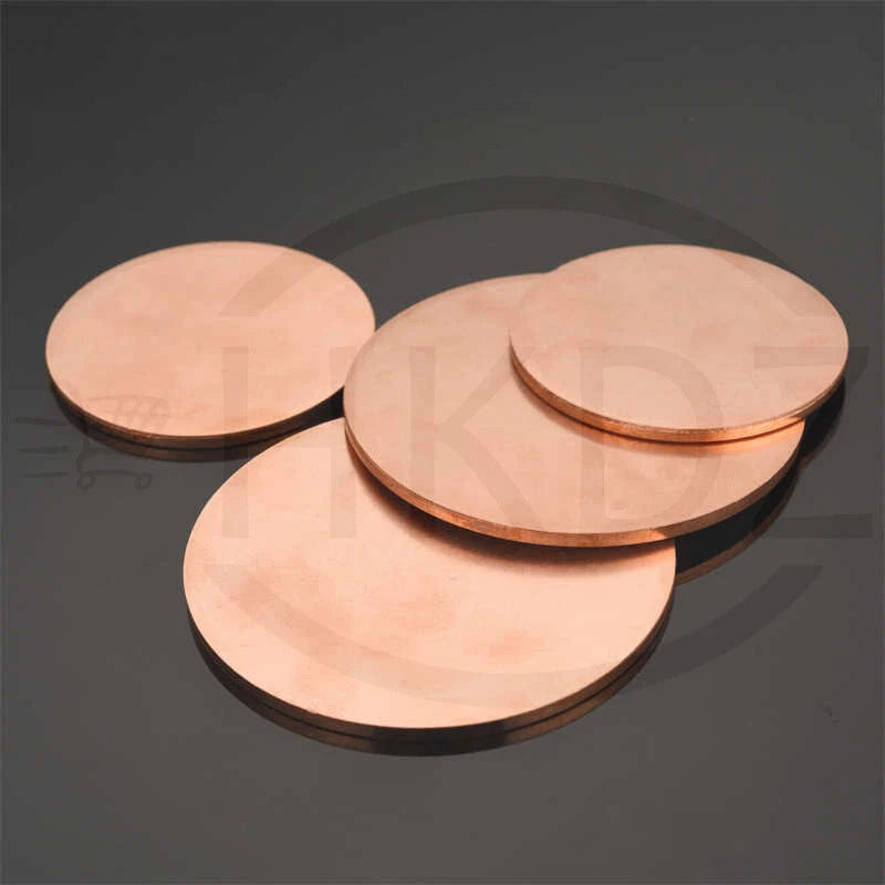 Solid Pure Copper Discs Blanks Round Plate Metal Sheet OD 10-300mm Thick 0.3-3mm
