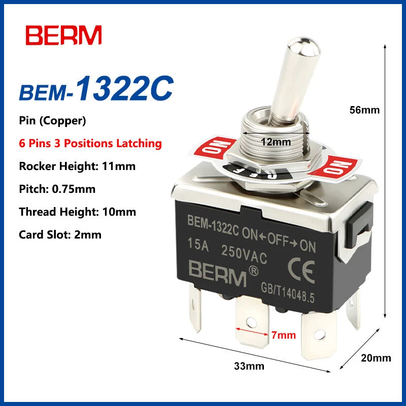 Toggle Switch ON-OFF-ON, 2/3 Pin 2/3 Positions, Latching & Momentary, Screw or Pin Terminal
