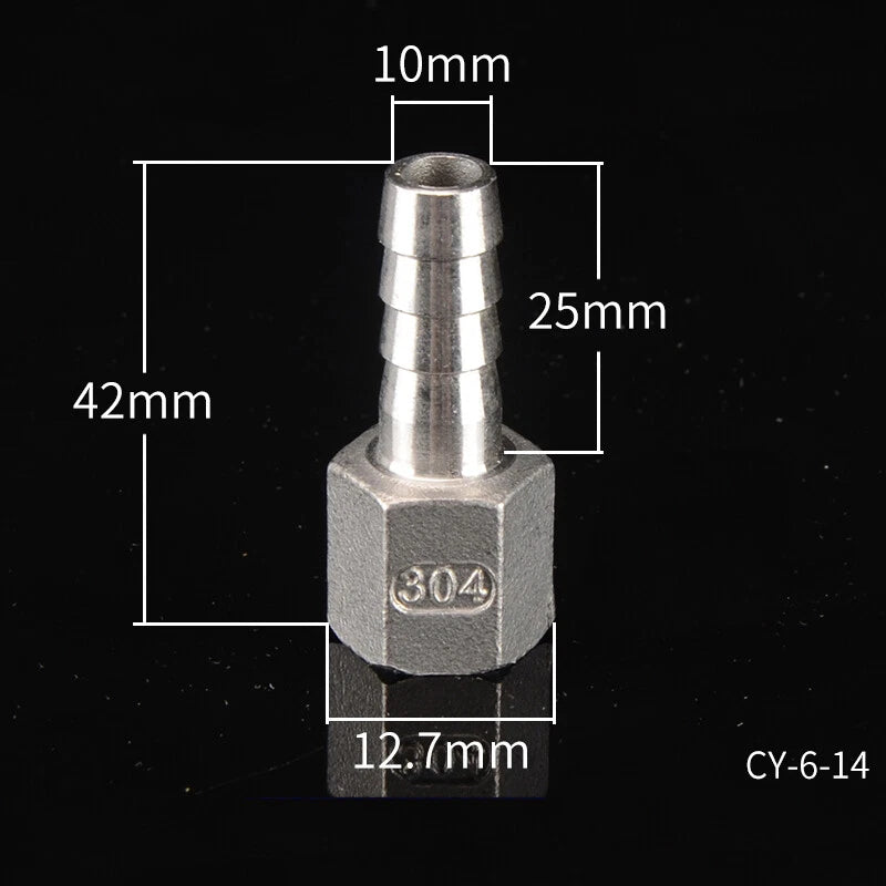 Stainless Steel Female Threaded Hose Barb Fittings — 1/4" to 3/4" NPT