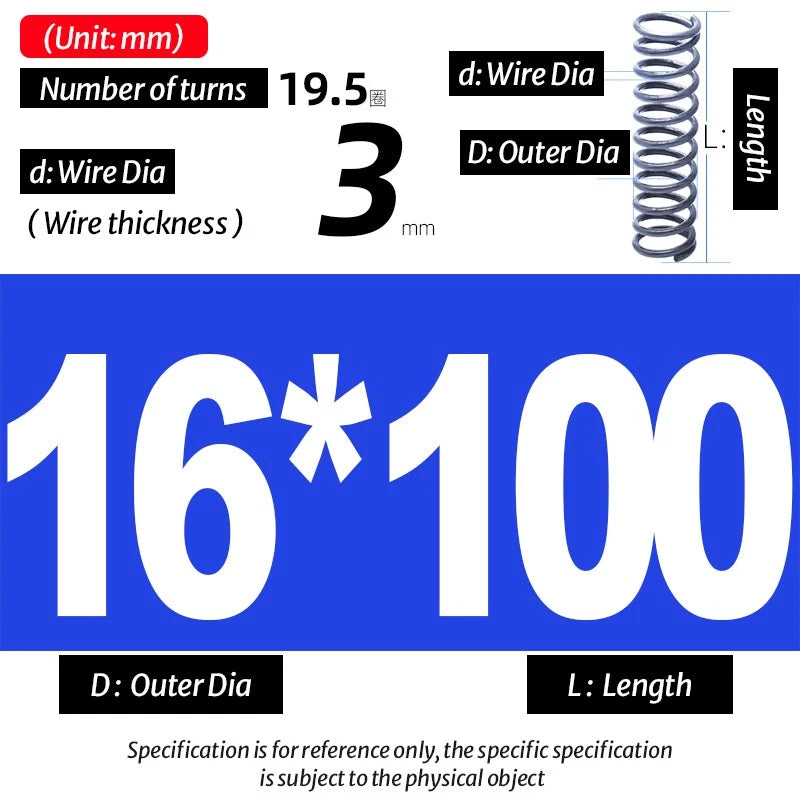 Compression Spring Pressure Big, Wire Dia 3.0mm Diameter 16-40mm Length 20-200mm