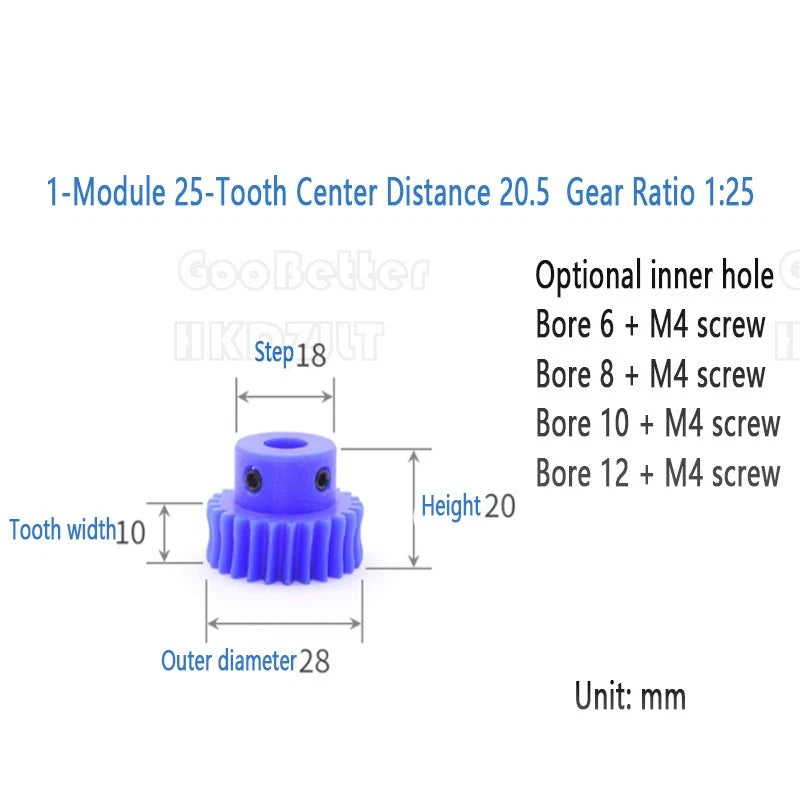 Mod 0.5 1 Nylon Plastic Worm Gear Wheel 15 - 80 Tooth Nylon Worm Shaft Precision