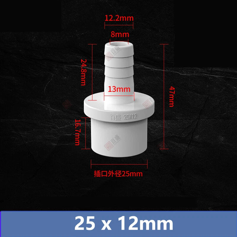 5mm - 63mm Hose Nozzle PVC Plastic Pipe Fittings Barb Connectors Sleeve White