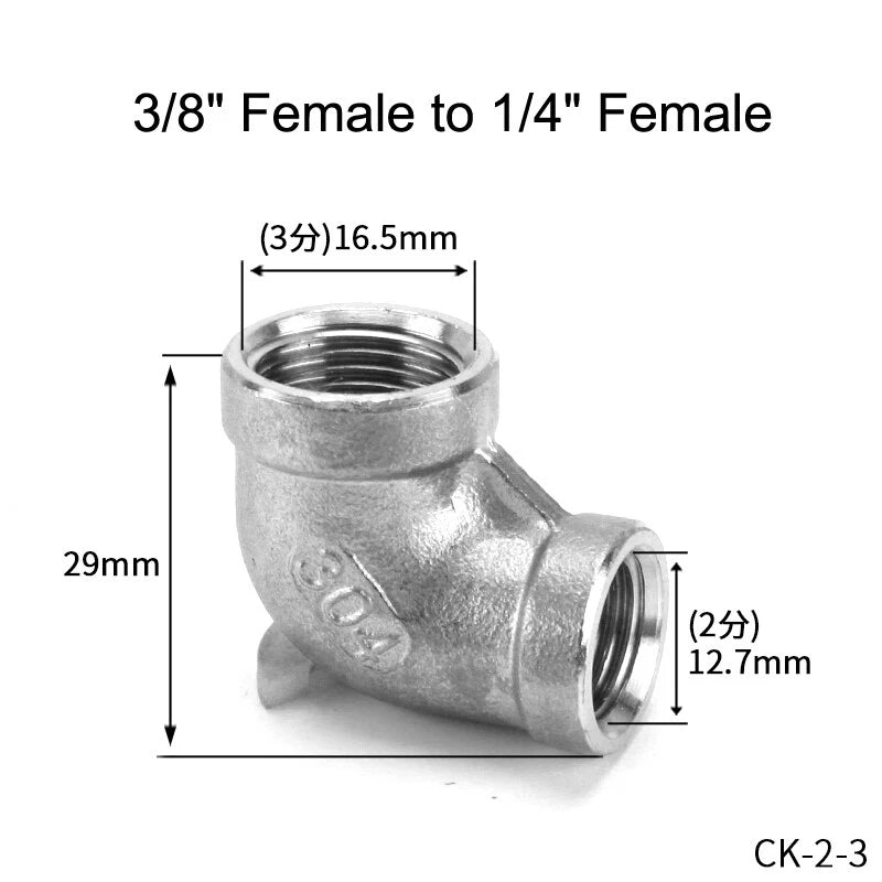 Stainless Steel BSP Reducer 90° Elbow Fittings — 1/8" to 1" Male & Female