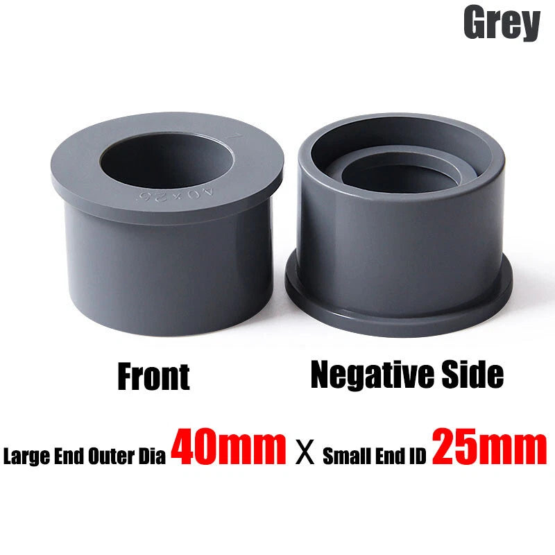 20mm to 90mm PVC Pipe Eccentric Reducing Bushing Fittings Connector Joints Grey