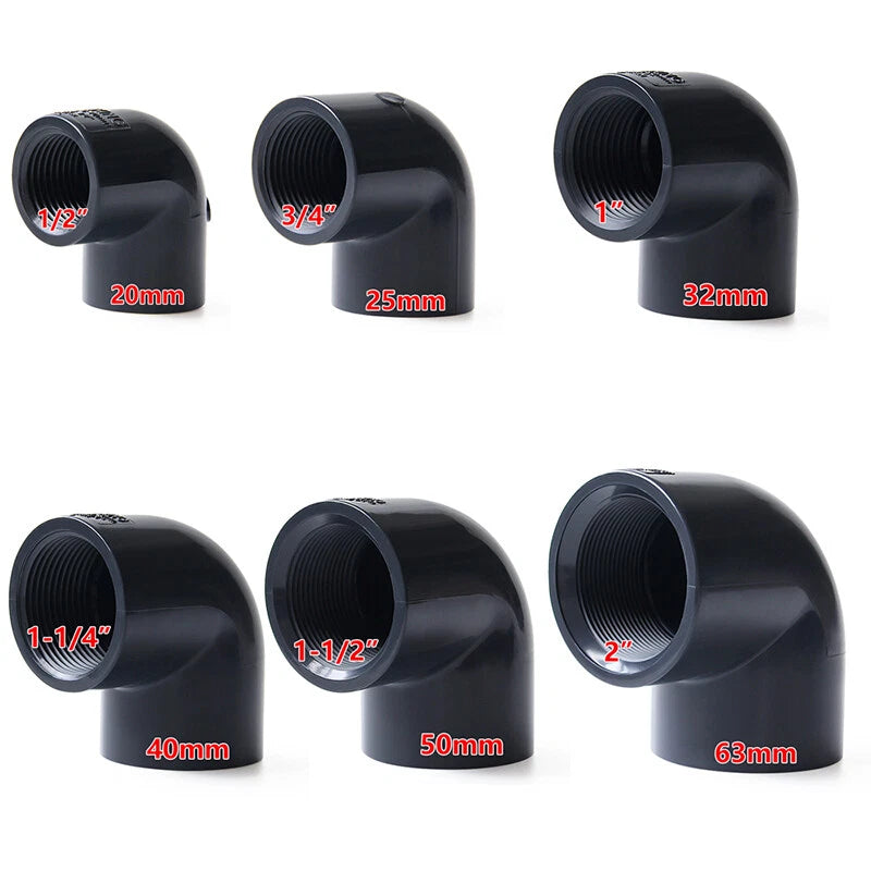 UPVC PVC Pipe Fittings Tee Straight Cap Elbow Plumbing Couping ID 20-110mm Grey