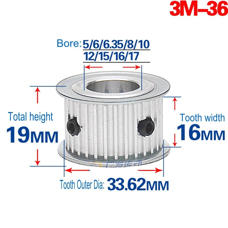 3M Timing Belt Pulley 12T-120T Synchronous Wheel Sprocket For 15mm Width Belt