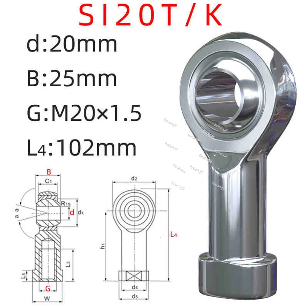 Rod End Bearings PHS Female M6-M35 Right-Left Hand Thread A2 Stainless Steel