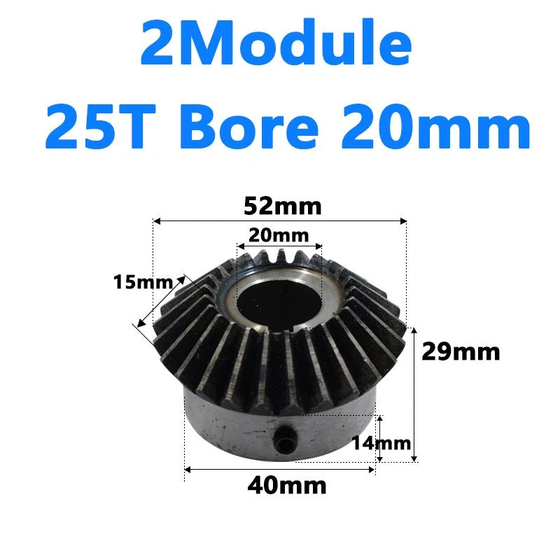 Bevel Gear 2 Module Ratio 1:1 Teeth 25 30 Bore Dia 10mm 12mm 14mm 15mm 16mm-28mm