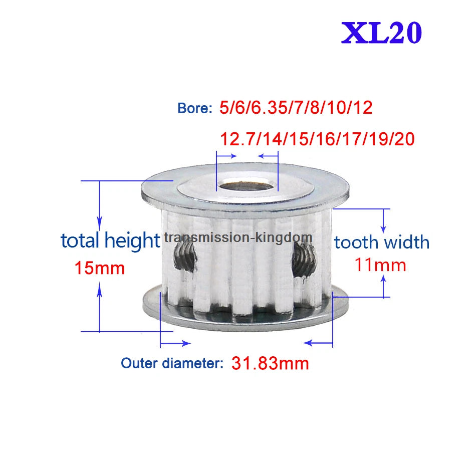 XL 10T-40T Synchronous Wheel Width 11mm Timing Belt Pulley Bore 4-20mm