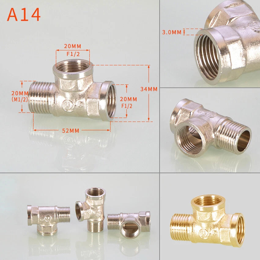 BSP 1/2" Brass Pipe Fittings — Adapters, Elbows, Tees & Connectors