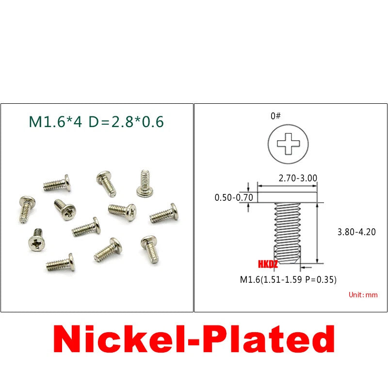 M1.6 M1.7 Phillips Thin Flat Head Machine Screws – Stainless Steel & Zinc Coated