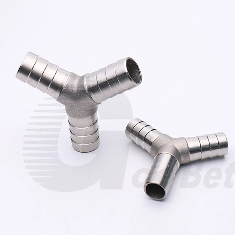 Stainless Steel Barbed Hose Connector — T-Piece & Y-Piece, 6mm–25mm