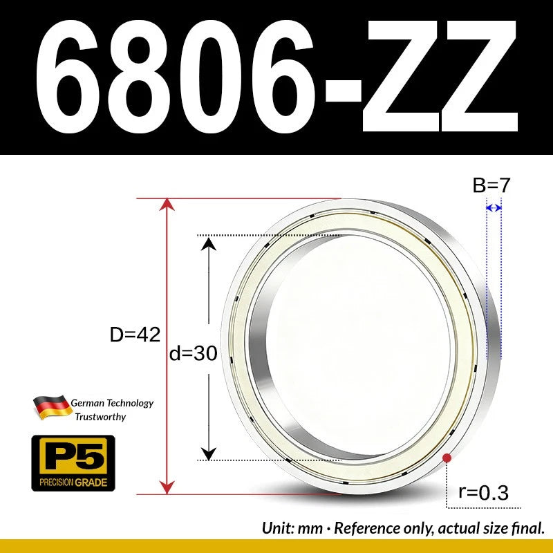 Thin Wall Bearings Deep Groove Ball Bearing ZZ or RZ, ID 10-95mm, OD 19-120mm