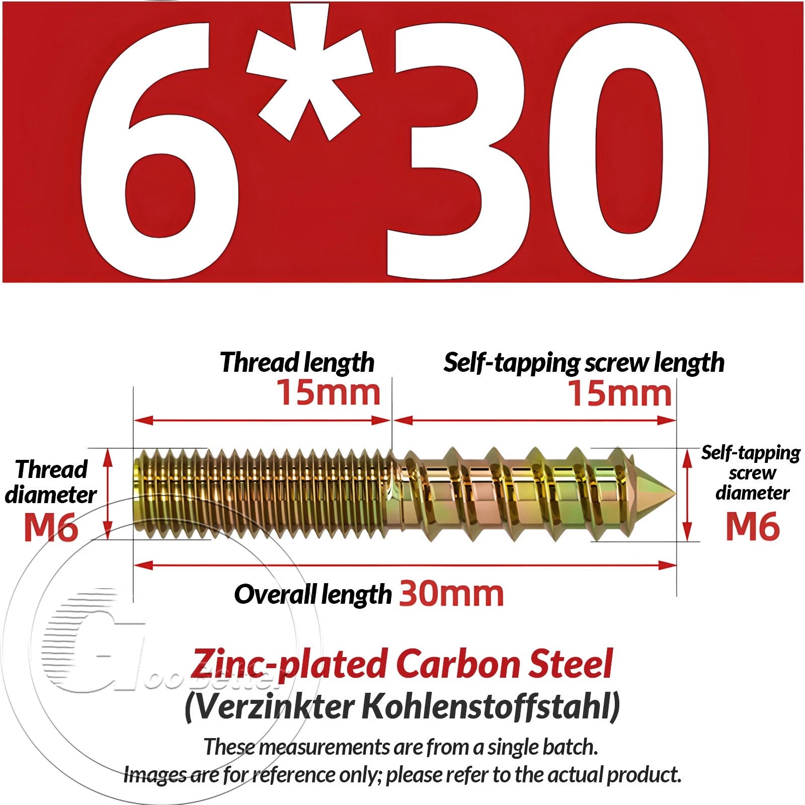 Galvanized Double-Ended Hanger Bolts M4 M5 M6 M8 M10, Wood-to-Metal Screws