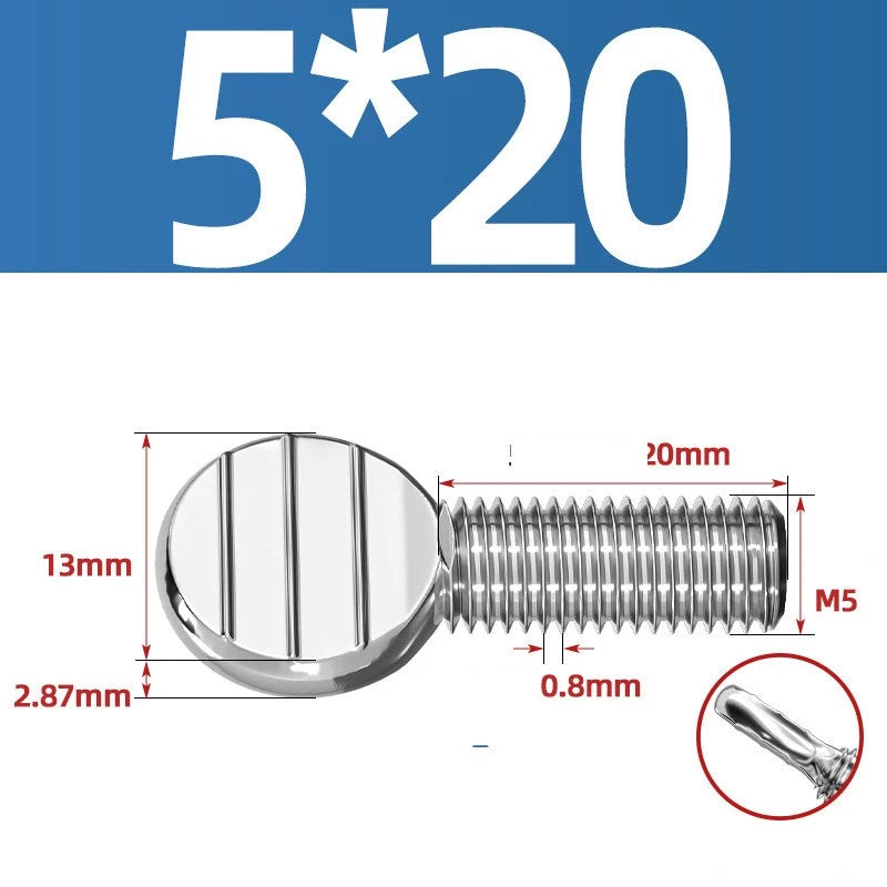 M4–M10 & 1/4"-5/16" Spade-Head Thumb Screws – A2 304 Stainless Steel, Tool-less Hand Grip