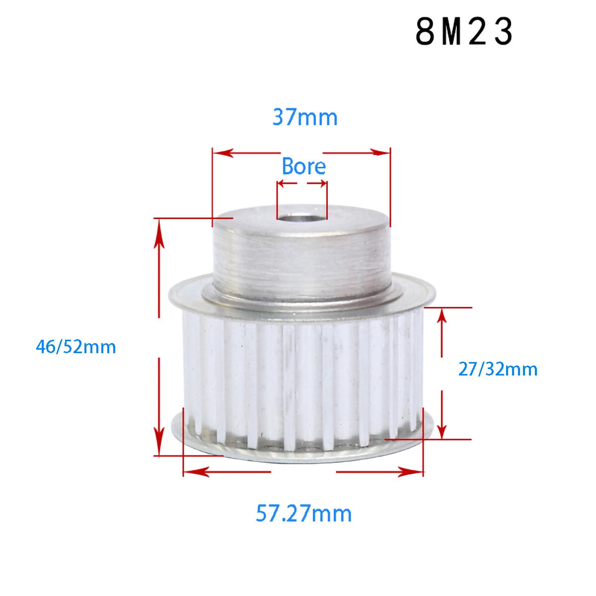 BF-type HTD8M 25mm-30mm Timing Belt Pulley 12 - 72 Tooth for CNC Step Motor