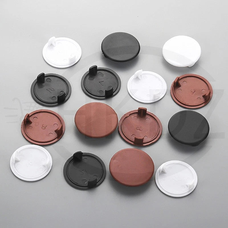 Plastic Screw Caps Covers 5–40mm – Push-in Furniture Hole Plugs, Black, White, Brown