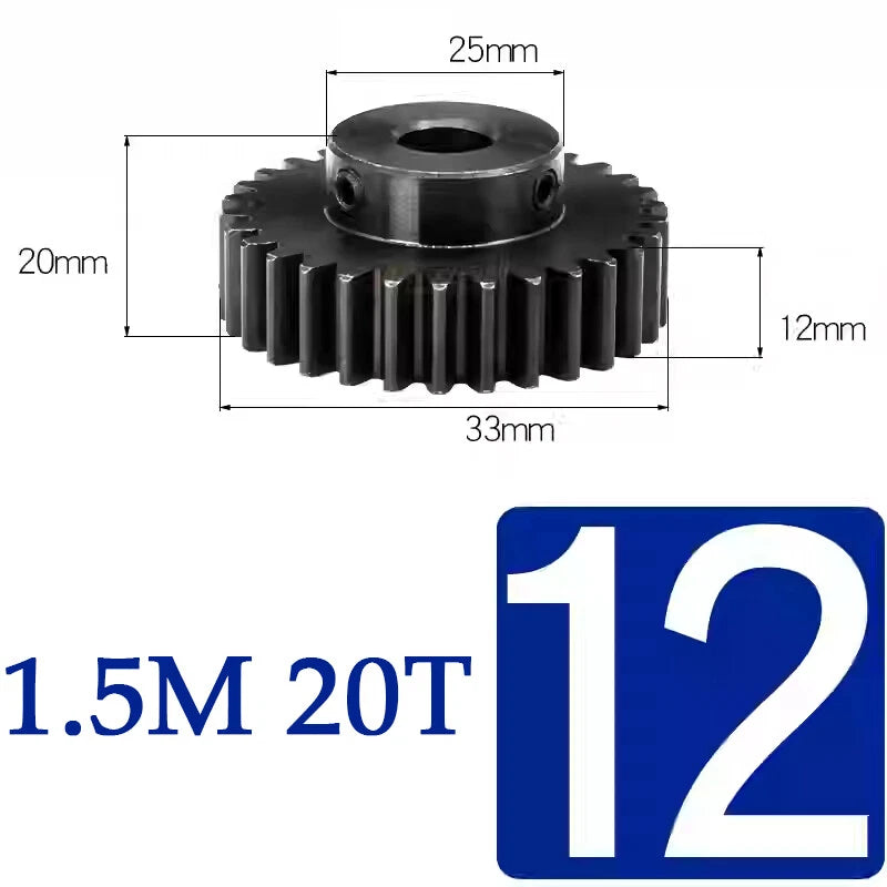 Spur Gears 1.5 Mod Transmission Gear With Step 45#Steel Pinion Motor Gear 15~50T