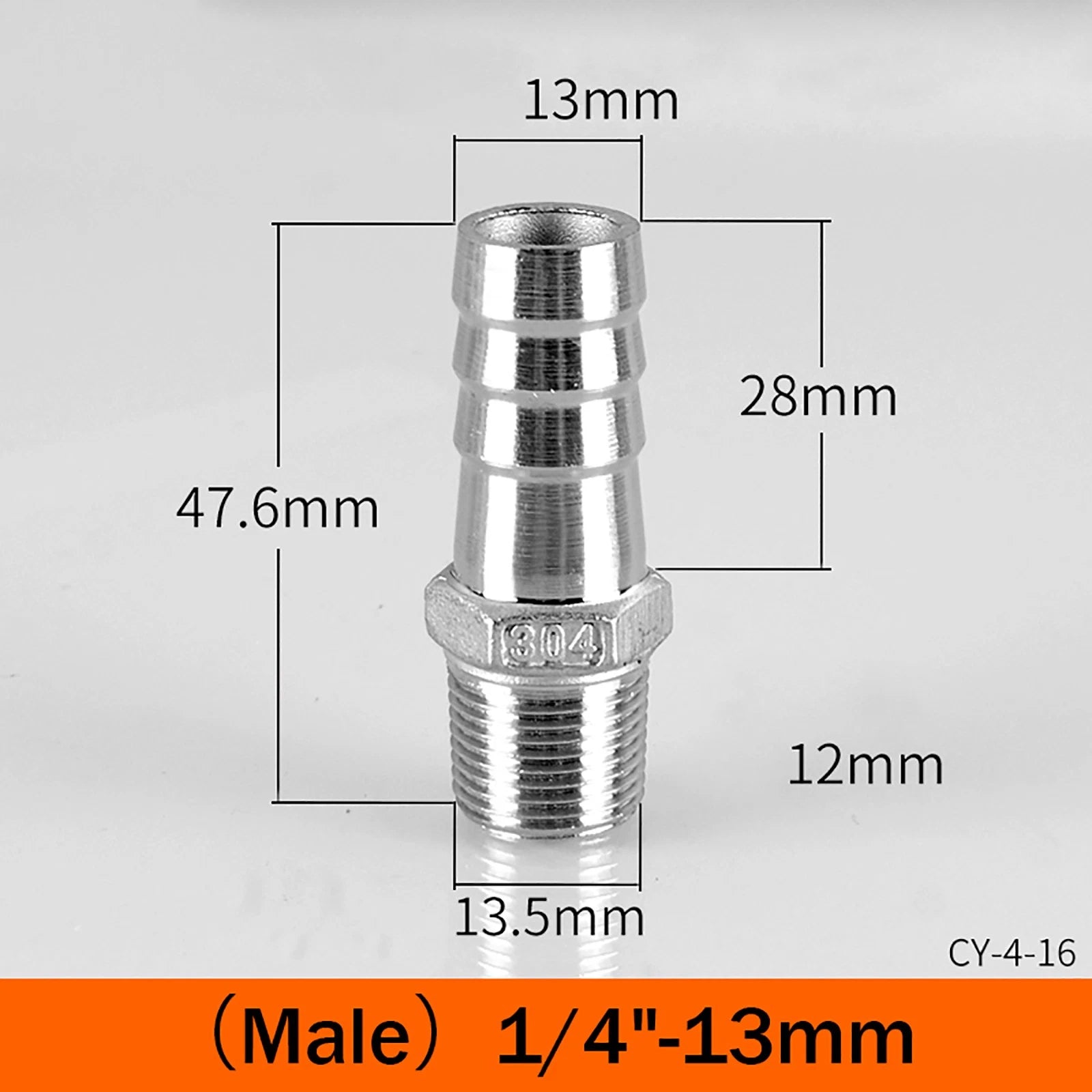 BSP Male Taper Thread x Hose Tail Adapter Fittings — Stainless Steel 304