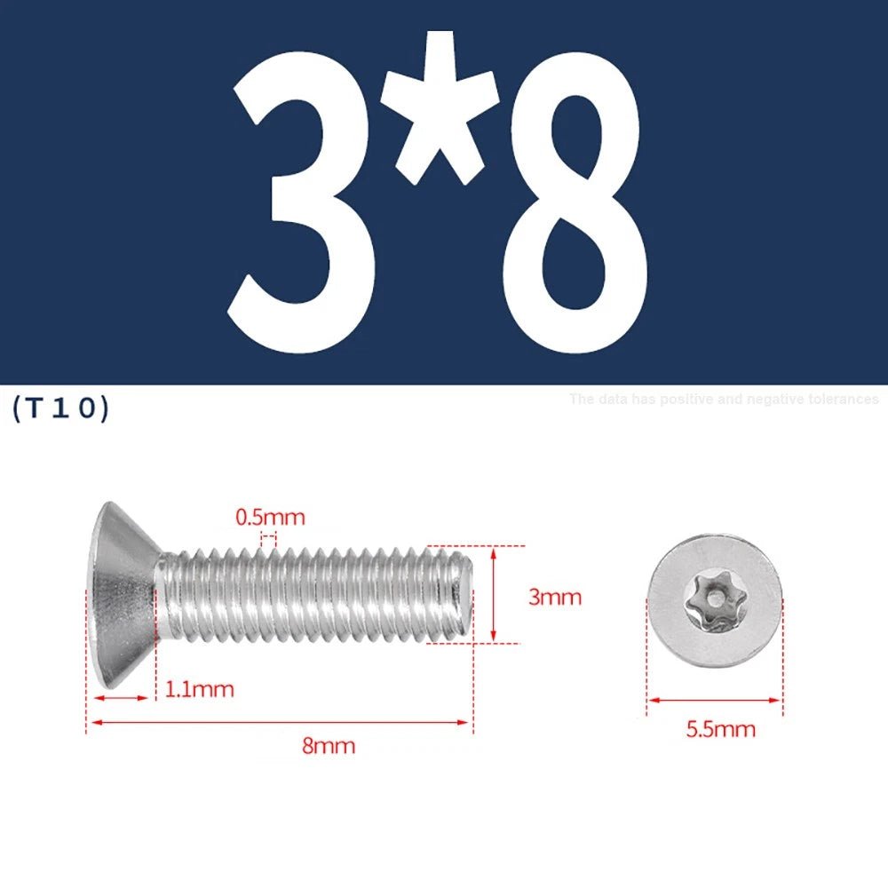 M3–M8 Pin Torx Countersunk Flat Head Machine Screws | A2 Stainless Steel - HomeDIYer