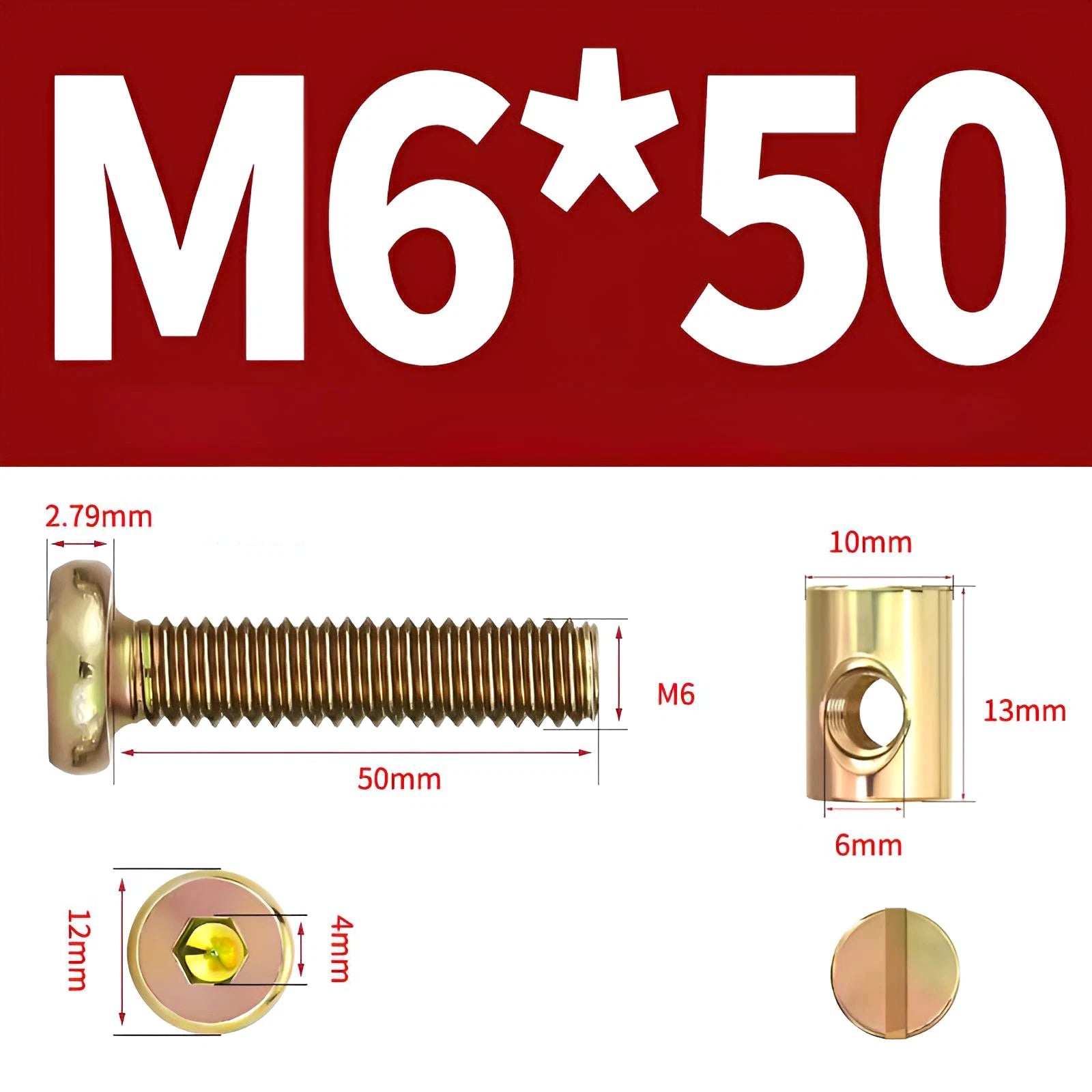 M6 M8 Galvanised Furniture Connecting Bolts with Barrel Nuts | Slotted & Phillips | 8mm–120mm