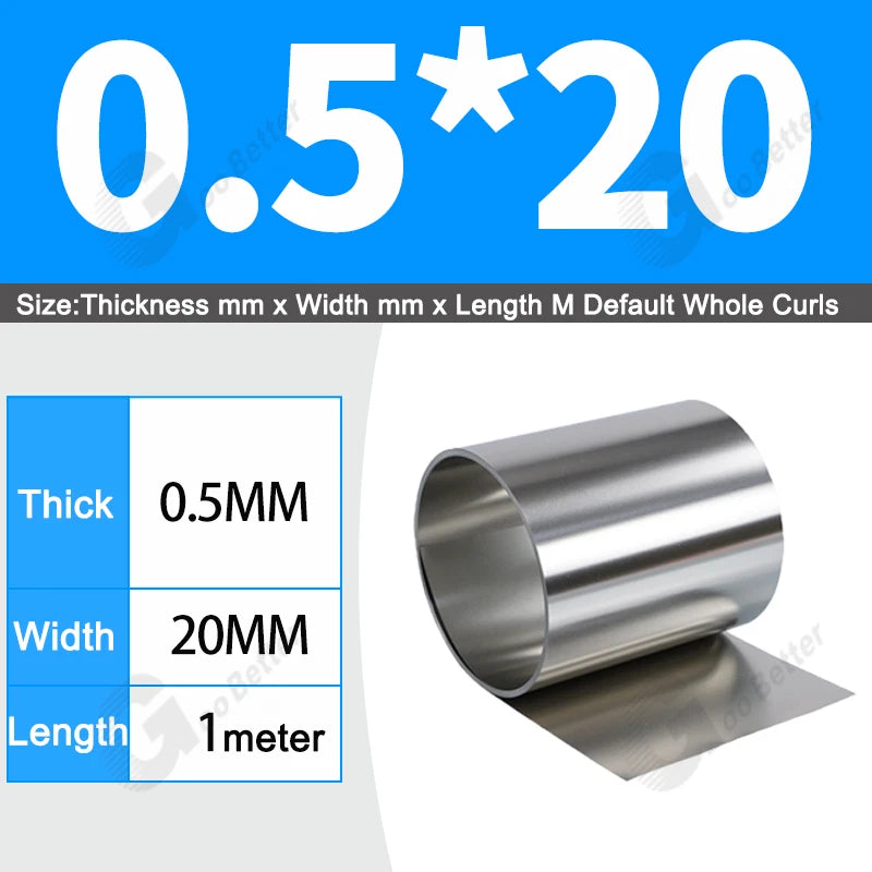 1 Meter 304 Stainless Steel Band SUS304 Sheet Foil Plate Strip Thick 0.01mm-1mm