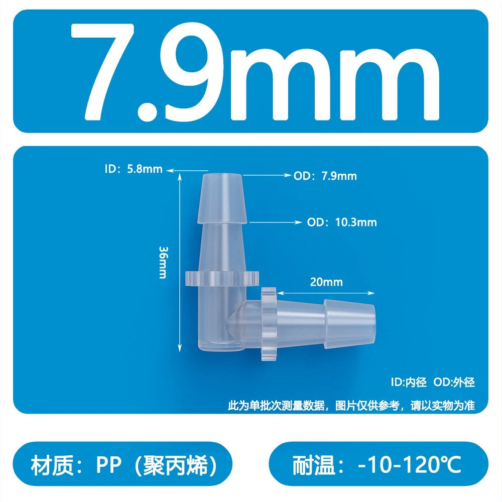 90° Elbow Plastic Barbed Joiner Reducer Connector Pipe Tube Hose Water 1.6-25mm