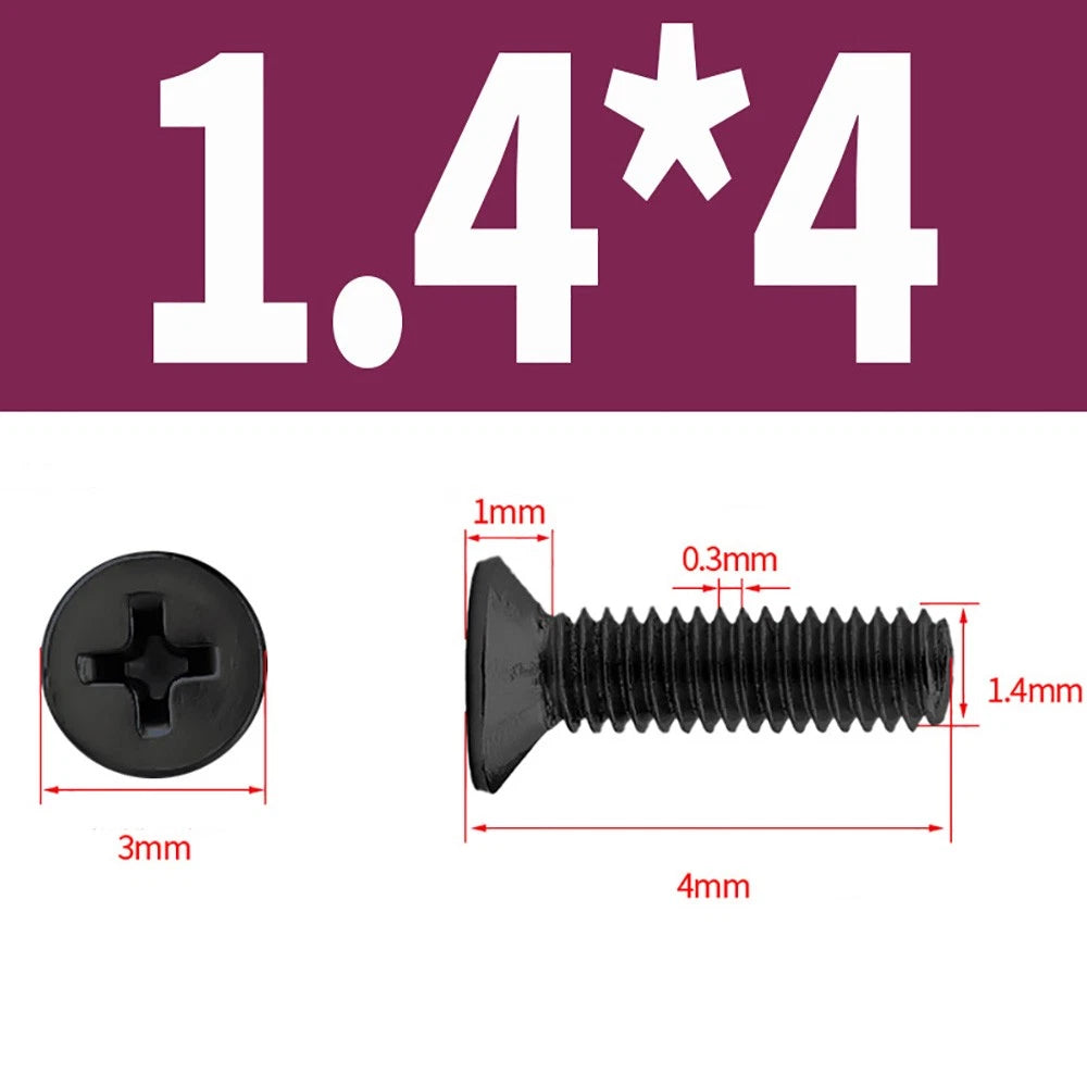Black Phillips Flat Head Countersunk Machine Screws — Carbon Steel M1–M6