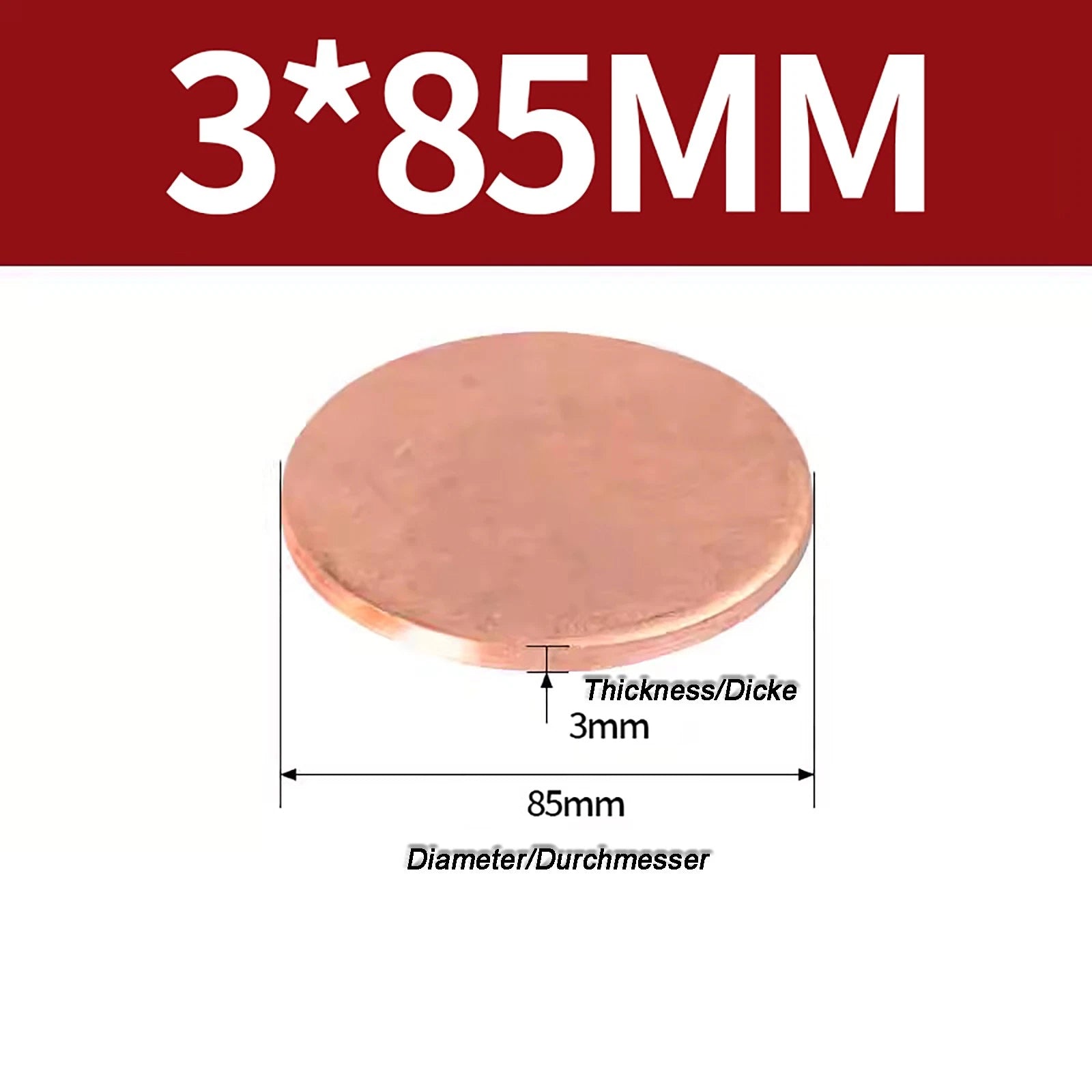 Solid Pure Copper Discs Blanks Round Plate Metal Sheet Thick 0.3~6mm Ø10mm~150mm