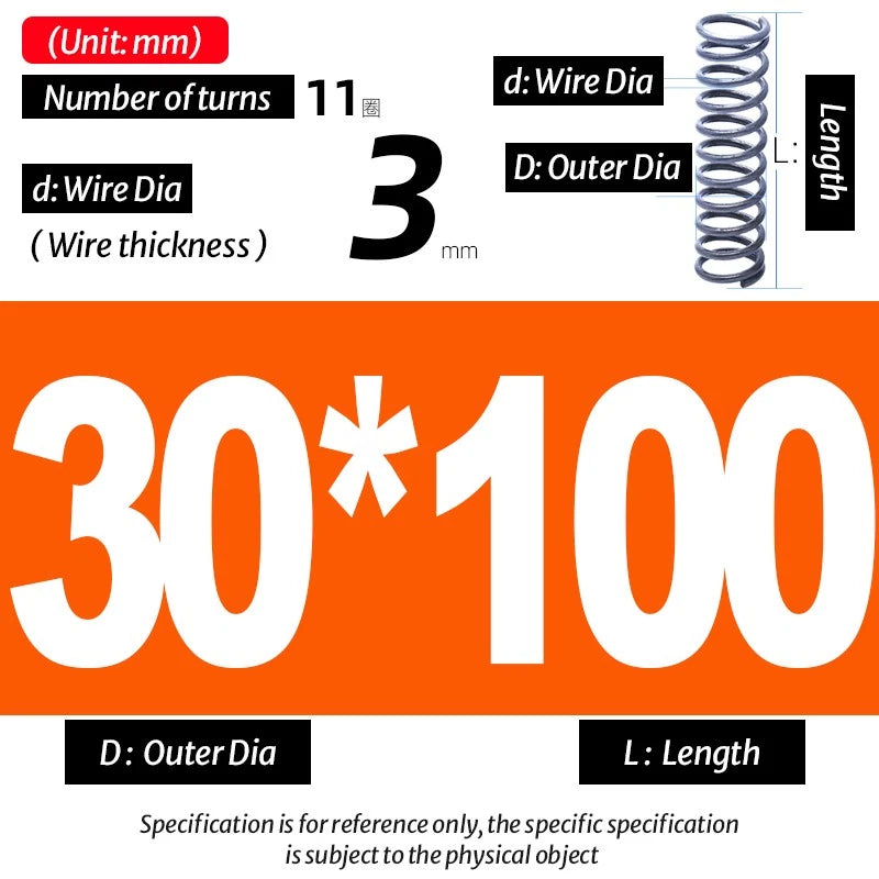 Compression Spring Pressure Big, Wire Dia 3.0mm Diameter 16-40mm Length 20-200mm