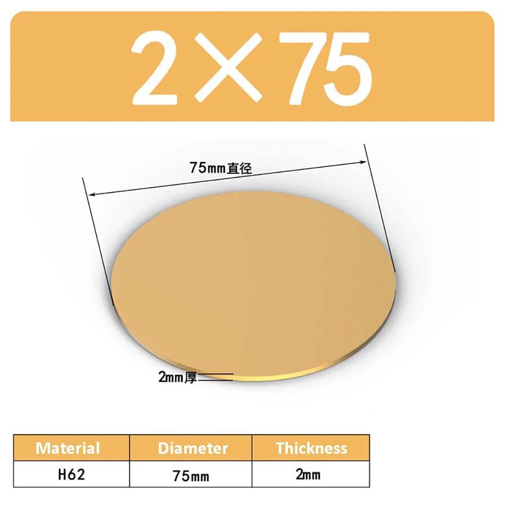 H62 Solids Brass Discs Blanks Metal Round Sheets OD 10mm-300mm Thick 0.3mm-4mm