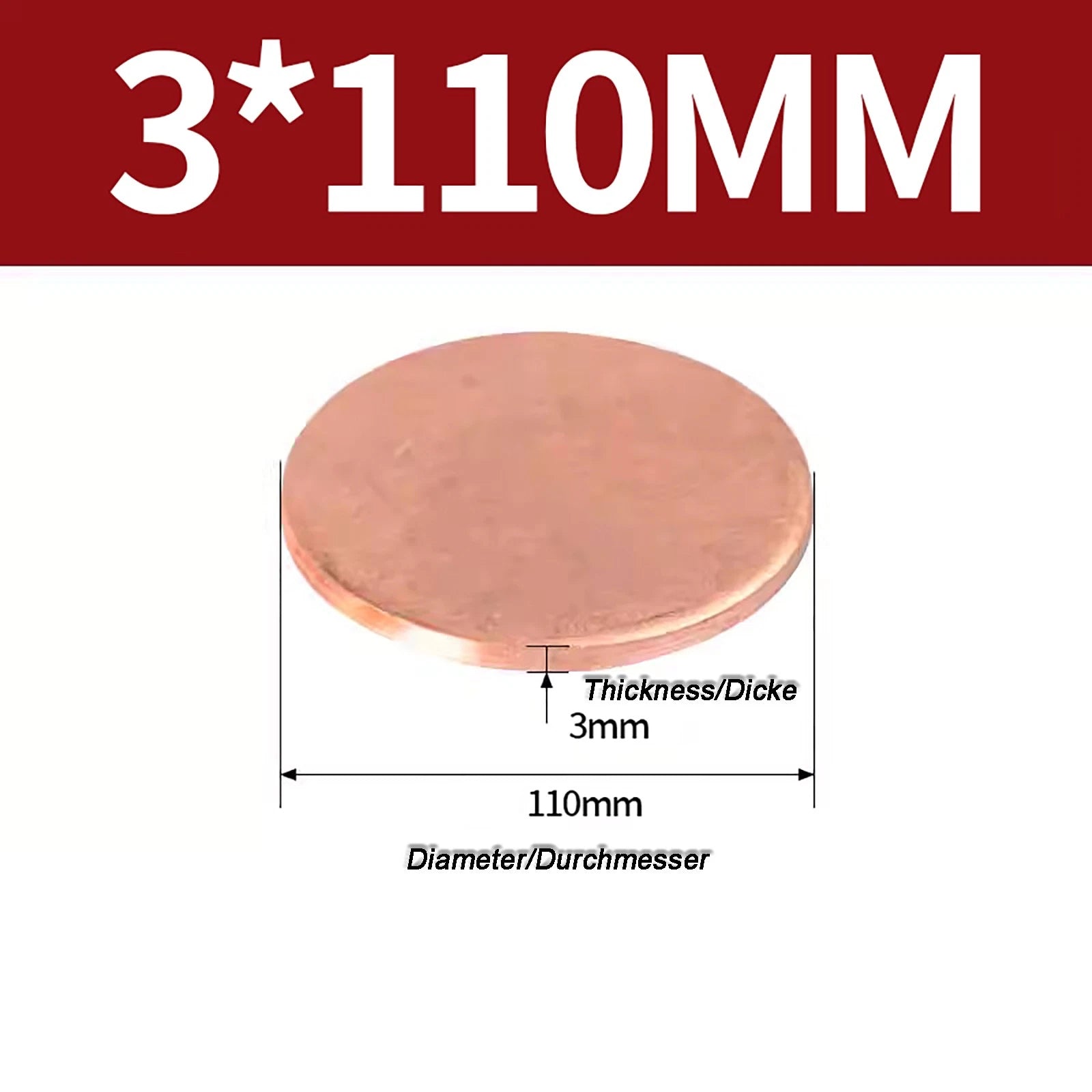 Solid Pure Copper Discs Blanks Round Plate Metal Sheet Thick 0.3~6mm Ø10mm~150mm