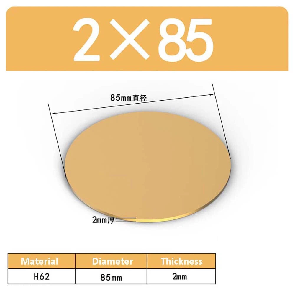 H62 Solids Brass Discs Blanks Metal Round Sheets OD 10mm-300mm Thick 0.3mm-4mm
