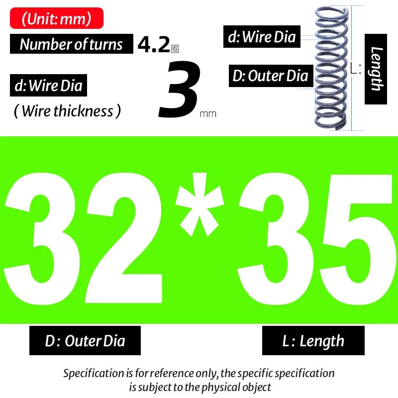 Compression Spring Pressure Big, Wire Dia 3.0mm Diameter 16-40mm Length 20-200mm