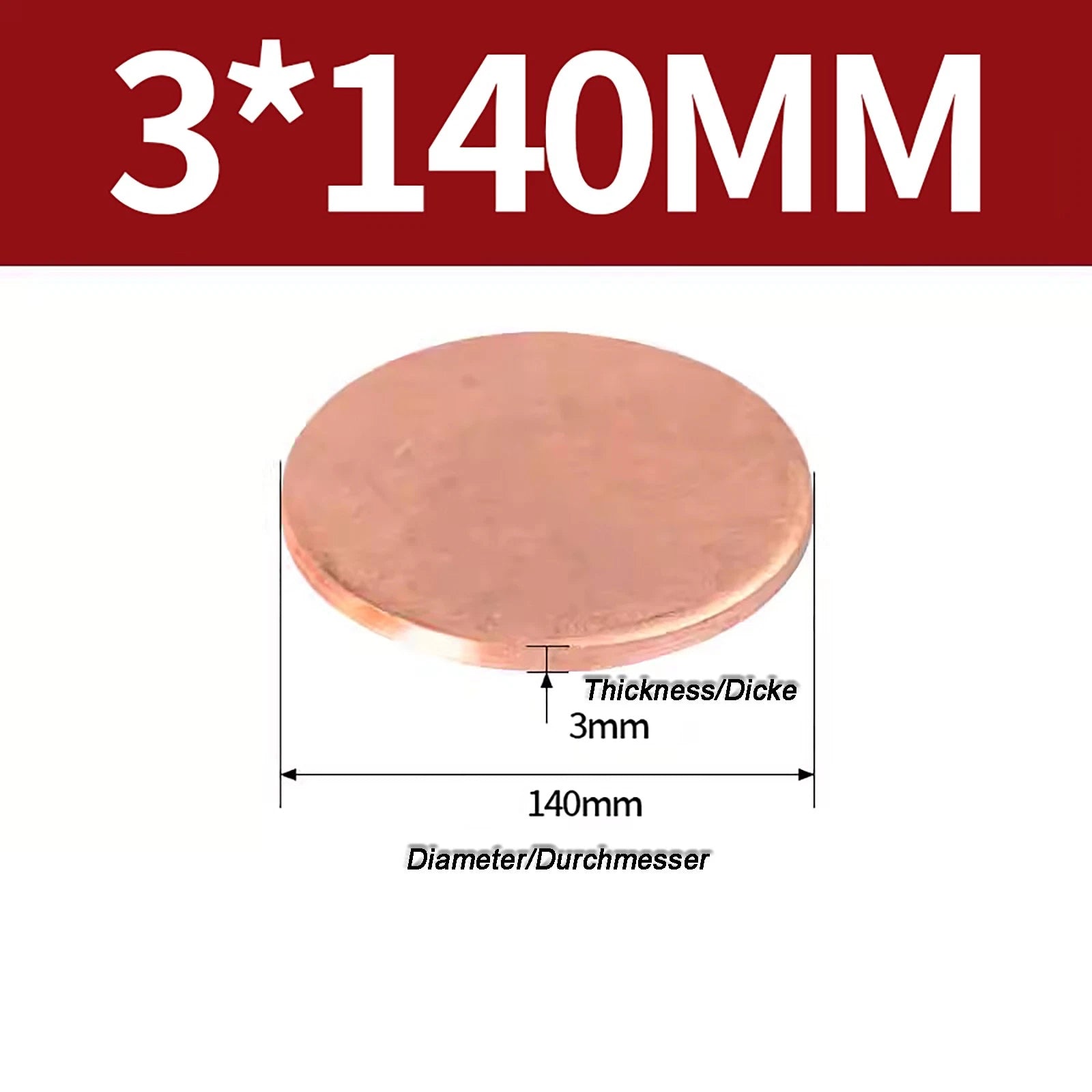 Solid Pure Copper Discs Blanks Round Plate Metal Sheet Thick 0.3~6mm Ø10mm~150mm