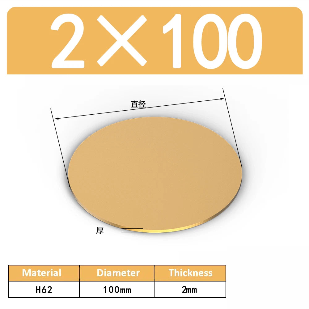 H62 Solids Brass Discs Blanks Metal Round Sheets OD 10mm-300mm Thick 0.3mm-4mm