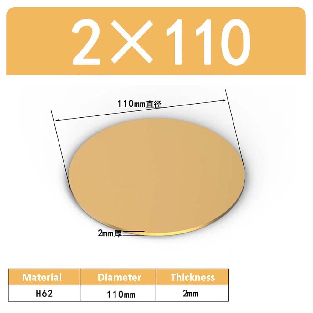 H62 Solids Brass Discs Blanks Metal Round Sheets OD 10mm-300mm Thick 0.3mm-4mm