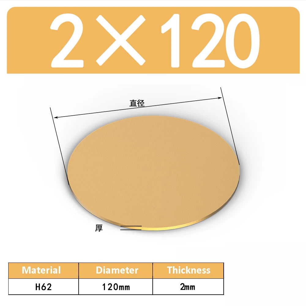 H62 Solids Brass Discs Blanks Metal Round Sheets OD 10mm-300mm Thick 0.3mm-4mm