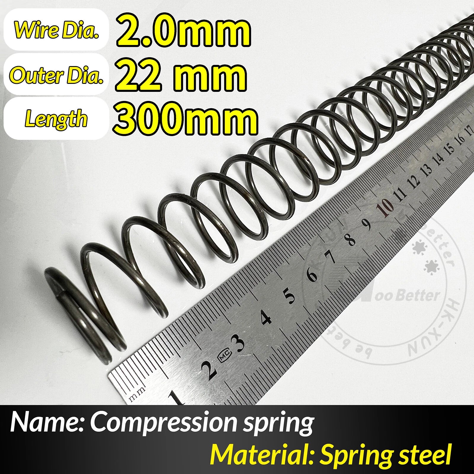 Compression Spring Pressure Springs, Wire Dia 2-3.5mm, OD 10-60mm, Length 300mm