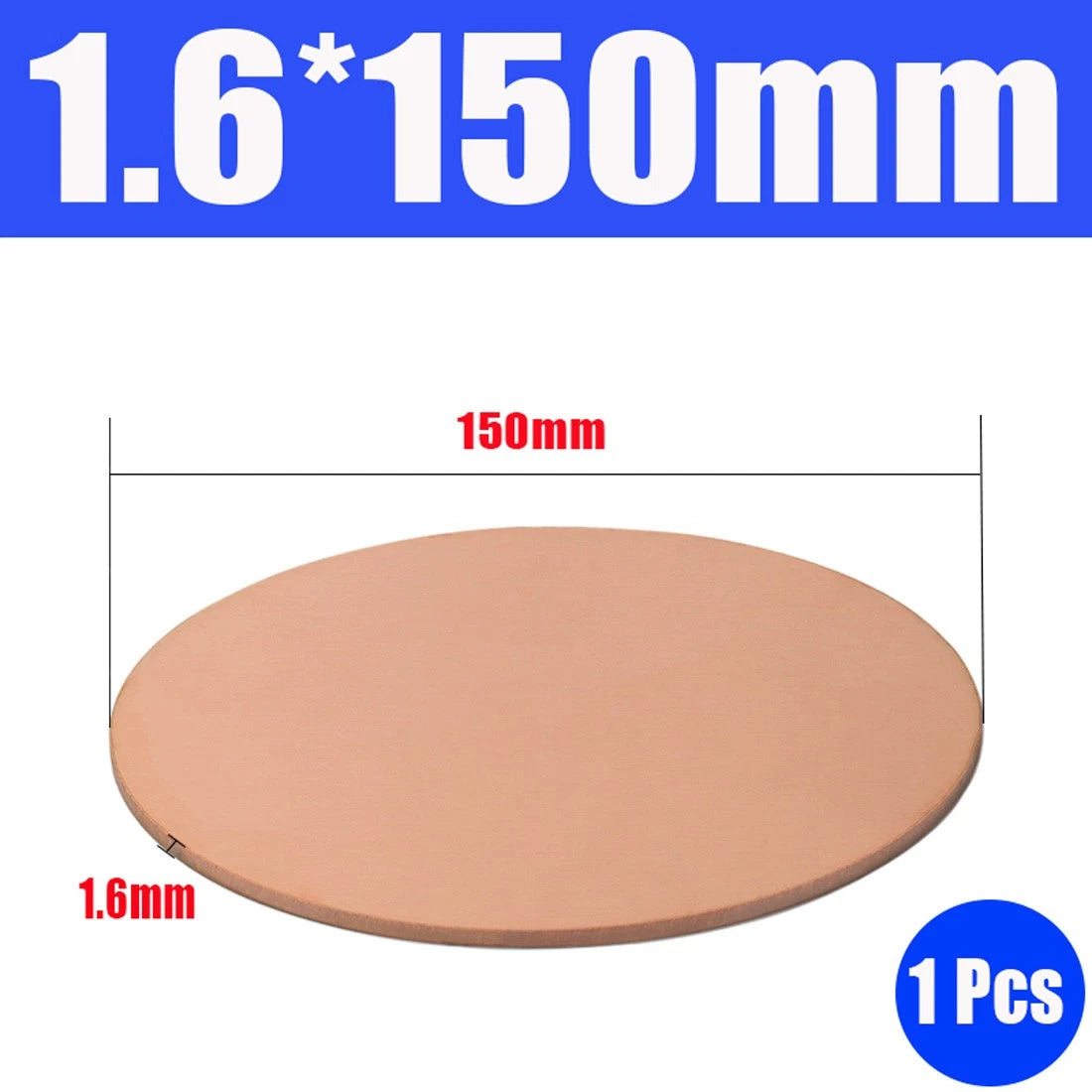 Thick 1.6-6mm Solid 99% Pure Copper Blanks Discs Ø 10-300mm Round Plate Metal